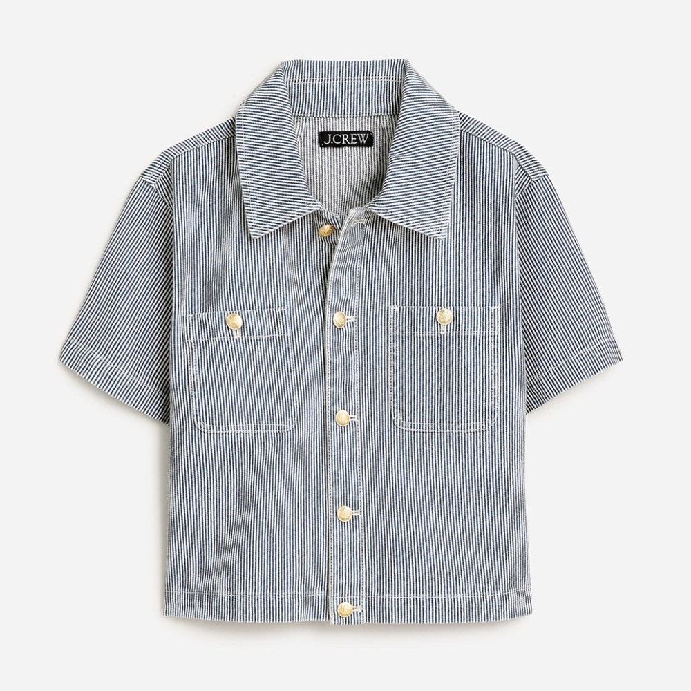 J.Crew Striped Button-Up Shirt - Blue and White